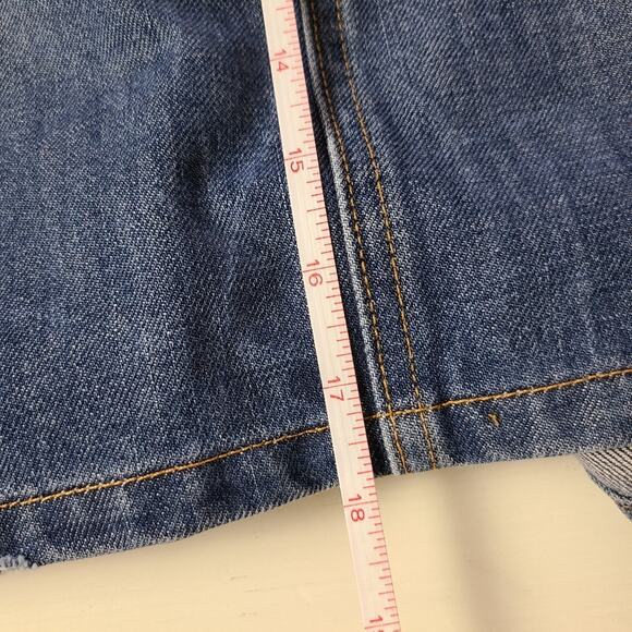 Abercrombie & Fitch Women's Denim 90s Preppy Button Fly Skirt Back Slit Y2K 8 - Picture 7 of 12